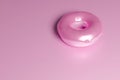 3d render of pink metallic donut on a monochrome pink background