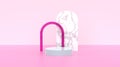 3D render of pink podium with rings to display product. Royalty Free Stock Photo