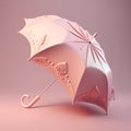 3d render of pink umbrella on pink background. Minimal concept