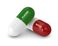 3D render of placebo and nocebo pills over white Royalty Free Stock Photo