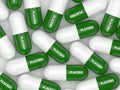 3D render of placebo pills over white