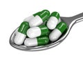 3D render of placebo pills on spoon over white