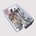 3d render plan and layout of a modern apartment, isometric Royalty Free Stock Photo
