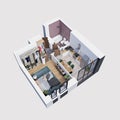 3d render plan and layout of a modern apartment, isometric Royalty Free Stock Photo