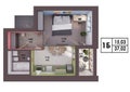 3d render plan / layout of a modern one bedroom apartment Royalty Free Stock Photo