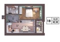 3d render plan / layout of a modern one bedroom apartment Royalty Free Stock Photo