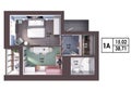 3d render plan / layout of a modern one bedroom apartment Royalty Free Stock Photo