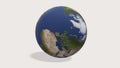 3d render Planet Earth globe on white background