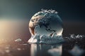 3d render of planet earth melting in ice. Global warming concept