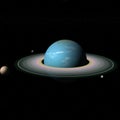 The planet uranus with his moons