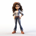 3d Render Plastic Cartoon Of Ava In Jeans - Full Body