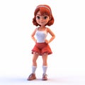 3d Render Plastic Cartoon Of Ava In Shorts - Full Body