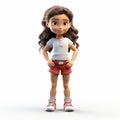 3d Render Plastic Cartoon Of Ava In Shorts - Full Body
