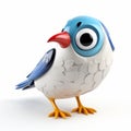 3d Render Plastic Cartoon Bird On White Background Royalty Free Stock Photo
