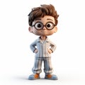 3d Render Plastic Cartoon Of Oliver In Pajamas - Full Body