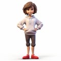 3d Render Plastic Cartoon Of Sophie In Sweatshirt With Short Hair