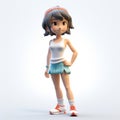 3d Render Plastic Cartoon Of Sophie In Tank Top With Short Hair