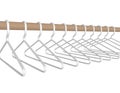 3d Render Plastic Hangers Hanging on a Rod