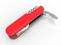 3D render of a pocket knife with the can opening tool