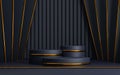 3d render podium on dark and gold abstract background Royalty Free Stock Photo