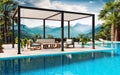 3D render of 6 pole anthracite pergola side view Royalty Free Stock Photo