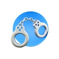 3D render policeman handcuffs icon. 3D render policeman handcuffs icon for web design isolated on white background 3D