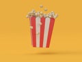 3d render pop corn red white box floating abstract movie,cinema,entertainment concept