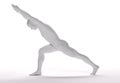 3D render : the portrait of male character practicing yoga with the grey colour texture on the body