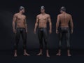 3D render : Portrait of male swimmer model with good physical shape wearing stylish swimsuit, swim cap and goggles