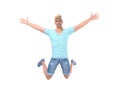 3D Render : The portrait of a man is jumping in the air with happy feeling Royalty Free Stock Photo