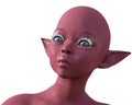 3d render. Portrait of a pink elf on a white background.