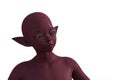 3d render. Portrait of a pink elf on a white background.