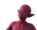 3d render. Portrait of a pink elf on a white background.