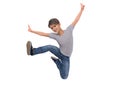 3D Render : The portrait of a young boy is jumping in the air with happy feeling Royalty Free Stock Photo