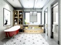 3d render of post modern bathroom
