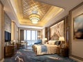 3d render of postmodern hotel room Royalty Free Stock Photo