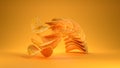 3D render potato chips fried on orange background