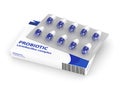 3d render of probiotic pills on blister over white