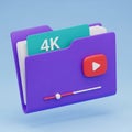 Purple Folder with 4K Video and Play Button Icon file Royalty Free Stock Photo