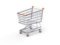 Push cart for shopping 3D render yellow plastic elements