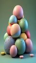 3d render of a pyramid of colorful balls in pastel colors