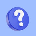 D render Question mark speech bubble icon. Message box with question sign Royalty Free Stock Photo