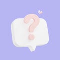 D render Question mark speech bubble icon. Message box with question sign Royalty Free Stock Photo