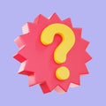 D render Question mark speech bubble icon. Message box with question sign Royalty Free Stock Photo