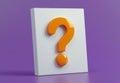 A 3D render of a quiz game banner frame with a whiteboard and a question mark icon on a purple background, featuring a Royalty Free Stock Photo