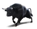 Raging Bull Attacking on White Royalty Free Stock Photo