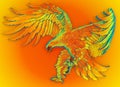 3D render - rainbow colored eagle sculpture