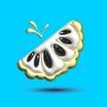 3d render realistic of custard apple slice with different types of minimalism in a cartoon style. Royalty Free Stock Photo