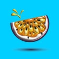 3d render realistic fruit icon. 3d passion fruit Royalty Free Stock Photo