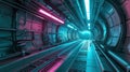 realistic hyper detailed futuristic tunnel with neon glow